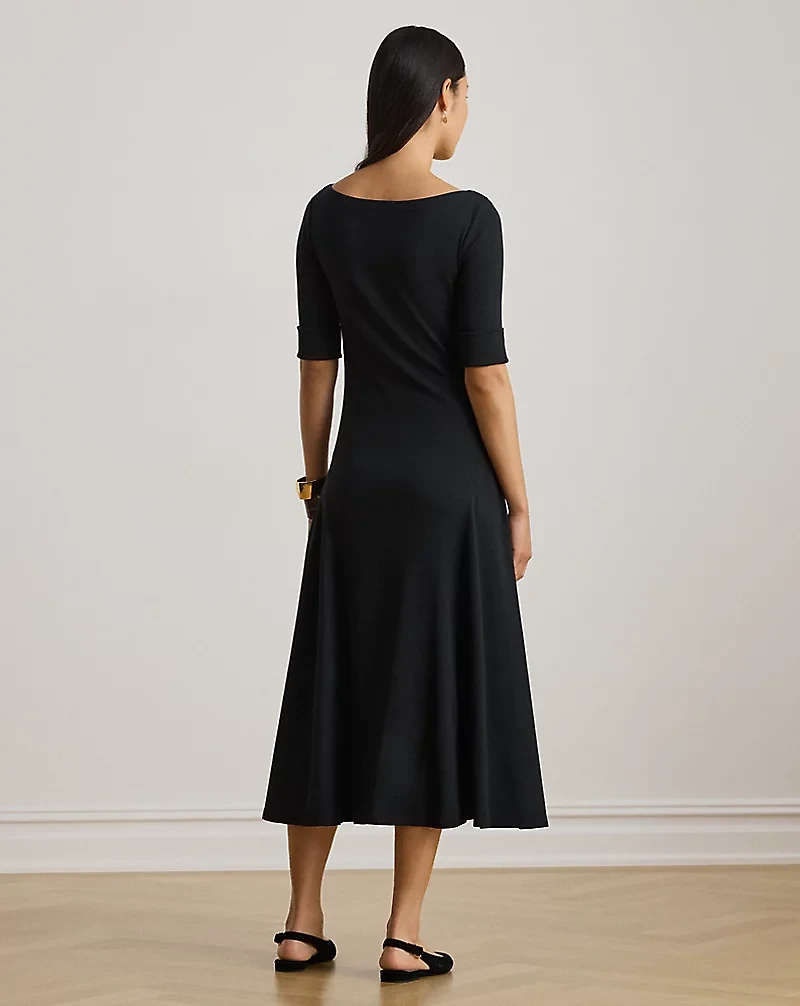 Rib-Knit Stretch Cotton Midi Dress