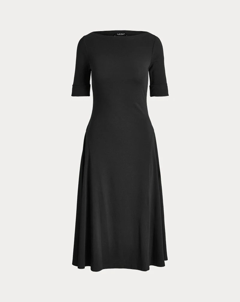 Rib-Knit Stretch Cotton Midi Dress
