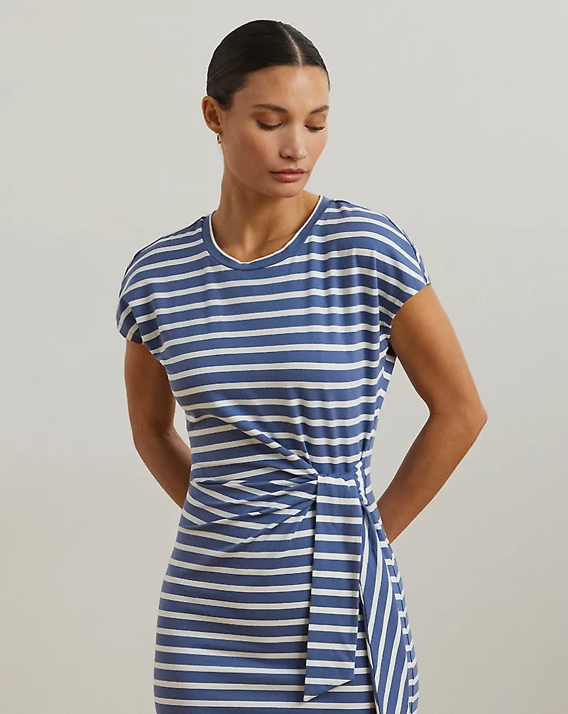 Striped Tie-Front Jersey Dress