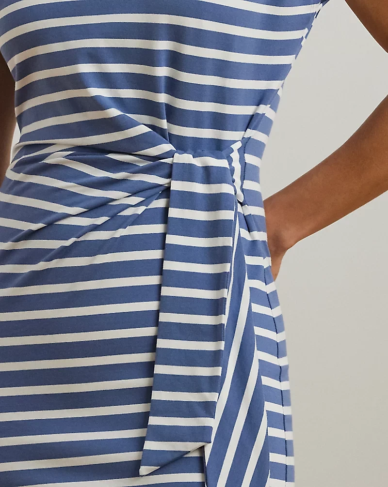 Striped Tie-Front Jersey Dress