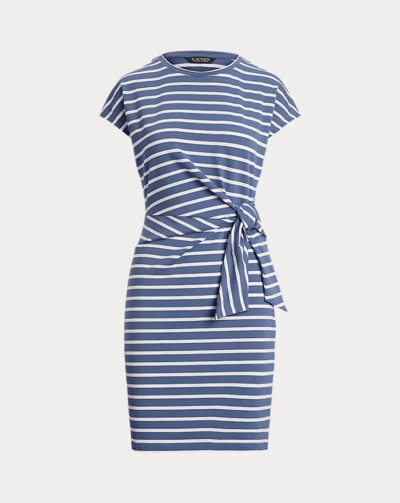 Striped Tie-Front Jersey Dress