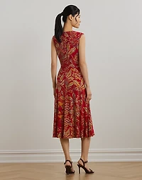 Floral Twist-Front Stretch Jersey Dress