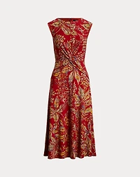 Floral Twist-Front Stretch Jersey Dress