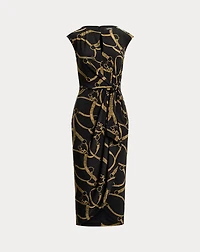 Belting-Print Jersey Tie-Front Dress