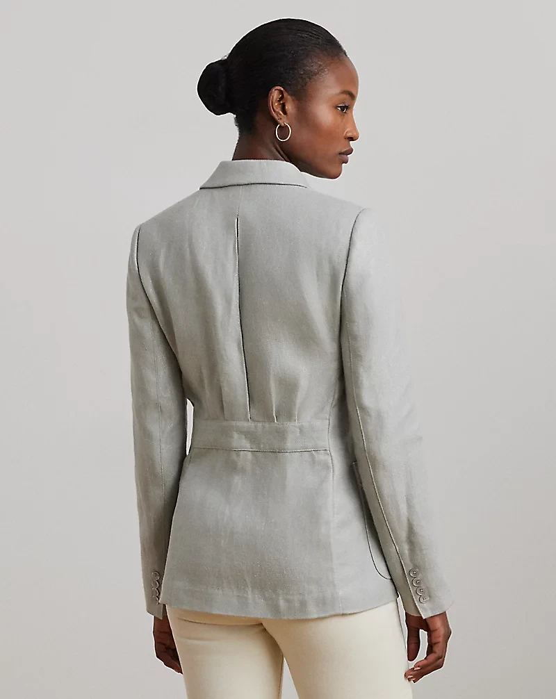 Foiled Linen-Cotton Blazer