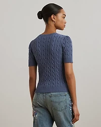 Cable-Knit Cotton Short-Sleeve Sweater