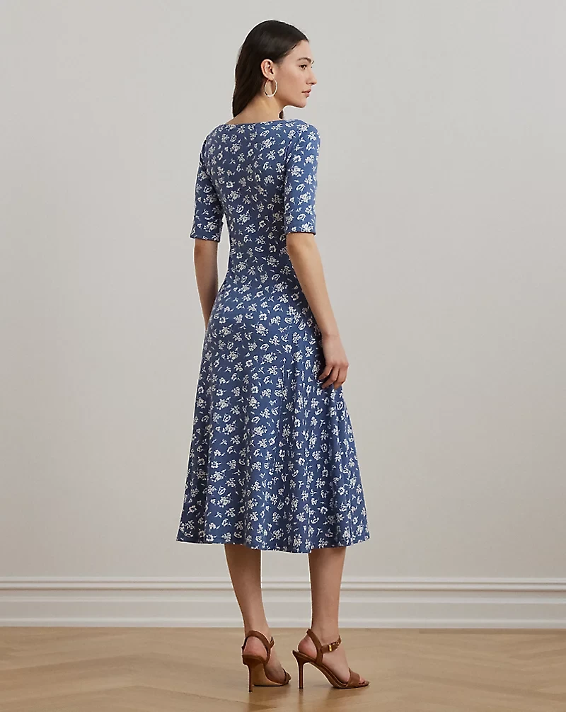Floral Stretch Cotton Midi Dress