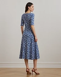 Floral Stretch Cotton Midi Dress