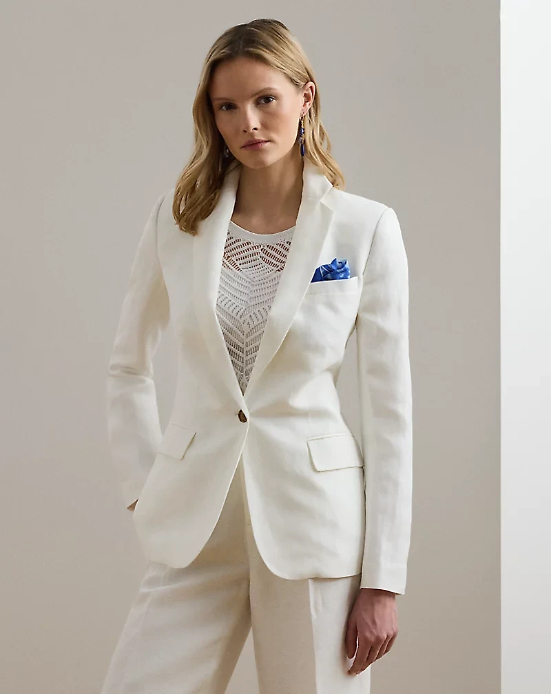 Linen-Blend Twill Blazer