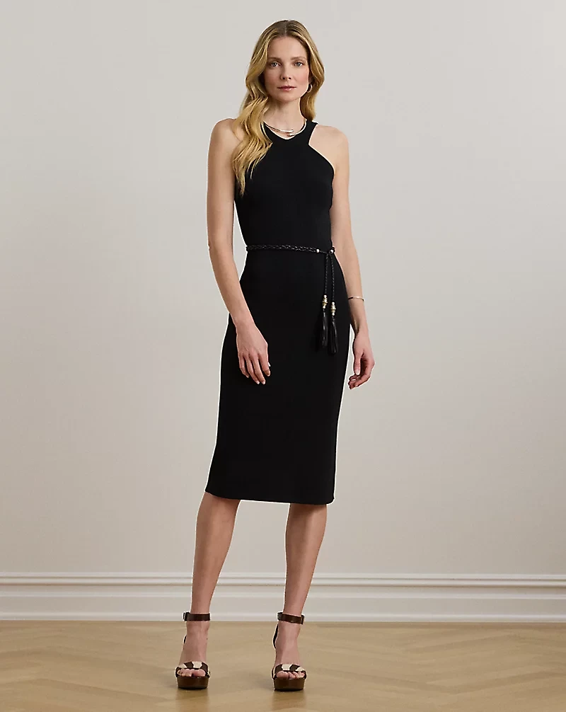 Rib-Knit Sleeveless Sweater Dress