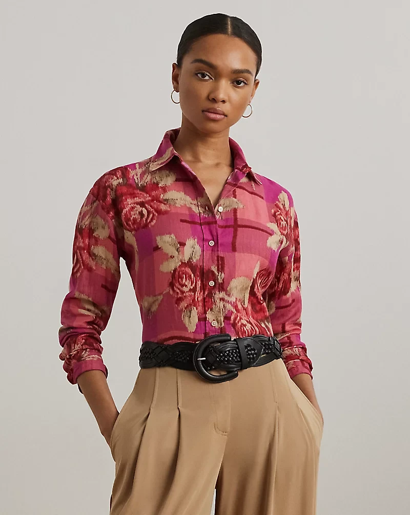 Relaxed Fit Floral Linen Shirt