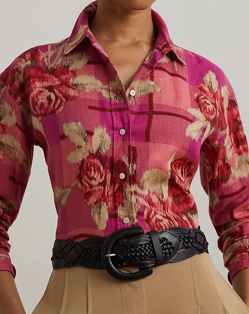 Relaxed Fit Floral Linen Shirt