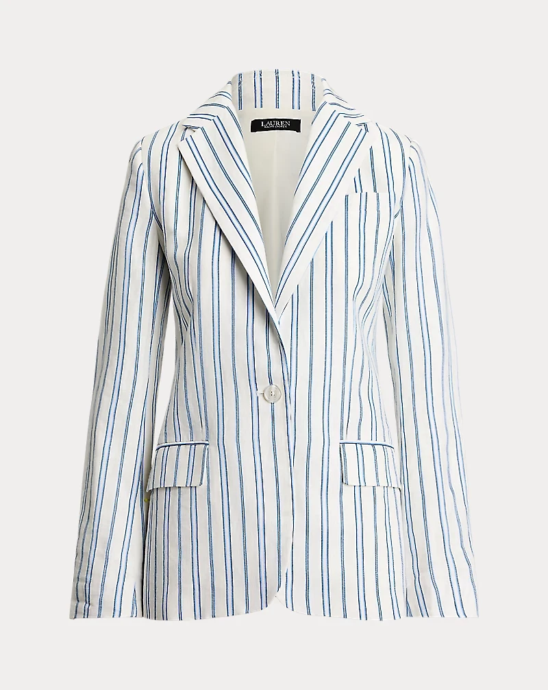 Striped Linen-Blend Blazer