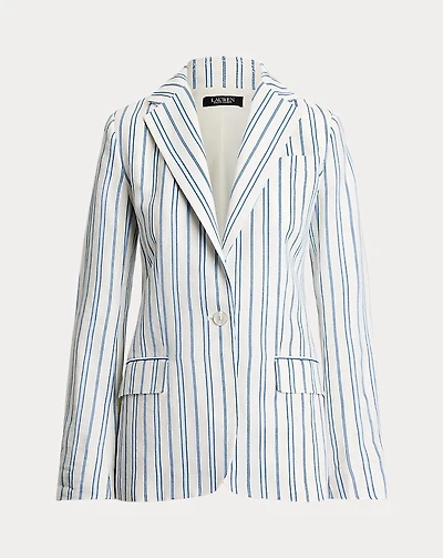 Striped Linen-Blend Blazer