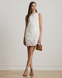 Eyelet Denim Sleeveless Shift Dress