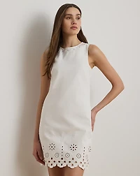 Eyelet Denim Sleeveless Shift Dress