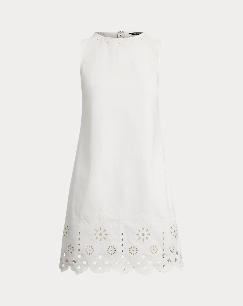 Eyelet Denim Sleeveless Shift Dress