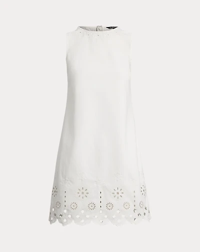Eyelet Denim Sleeveless Shift Dress
