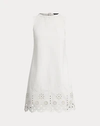 Eyelet Denim Sleeveless Shift Dress