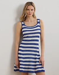 Striped Pointelle-Knit Sweater Dress