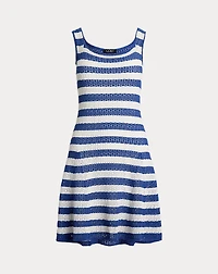 Striped Pointelle-Knit Sweater Dress