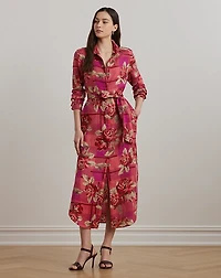 Floral Checked Linen Shirtdress