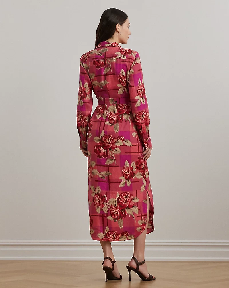 Floral Checked Linen Shirtdress