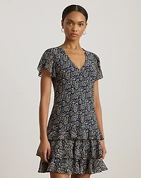 Paisley Georgette Drop-Waist Dress