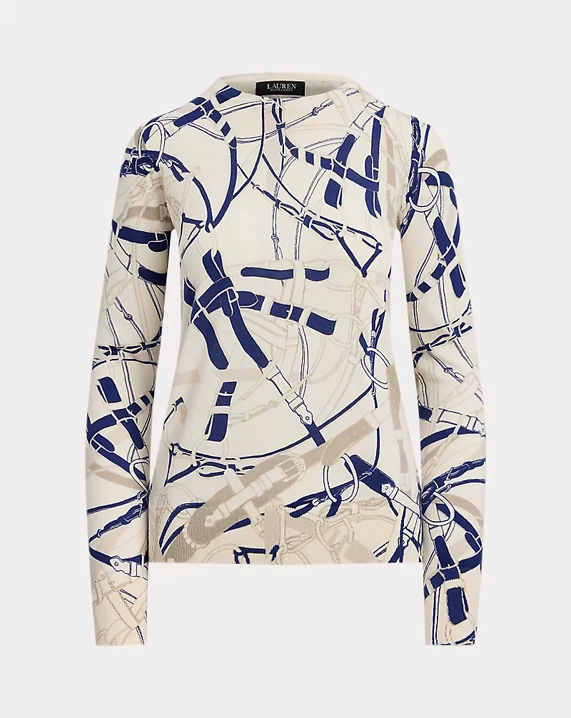 Belting-Print Cotton-Blend Sweater
