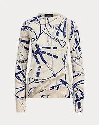 Belting-Print Cotton-Blend Sweater