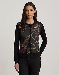 Belting-Print Cotton-Blend Cardigan