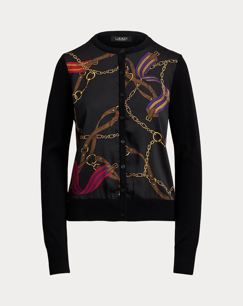 Belting-Print Cotton-Blend Cardigan
