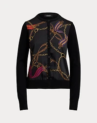 Belting-Print Cotton-Blend Cardigan