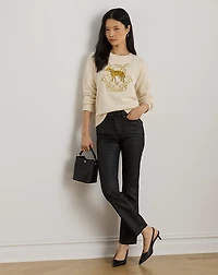 Embroidered Cotton Crewneck Sweater