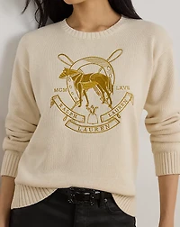 Embroidered Cotton Crewneck Sweater