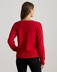 Intarsia-Knit Foxhound Cotton Sweater