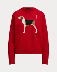 Intarsia-Knit Foxhound Cotton Sweater
