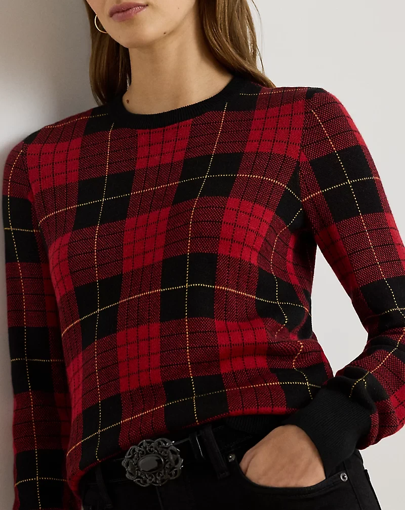 Plaid Cotton-Blend Sweater