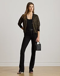 Metallic Ocelot Double-Knit Cardigan