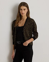 Metallic Ocelot Double-Knit Cardigan