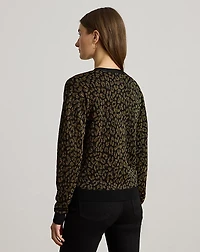 Metallic Ocelot Double-Knit Cardigan