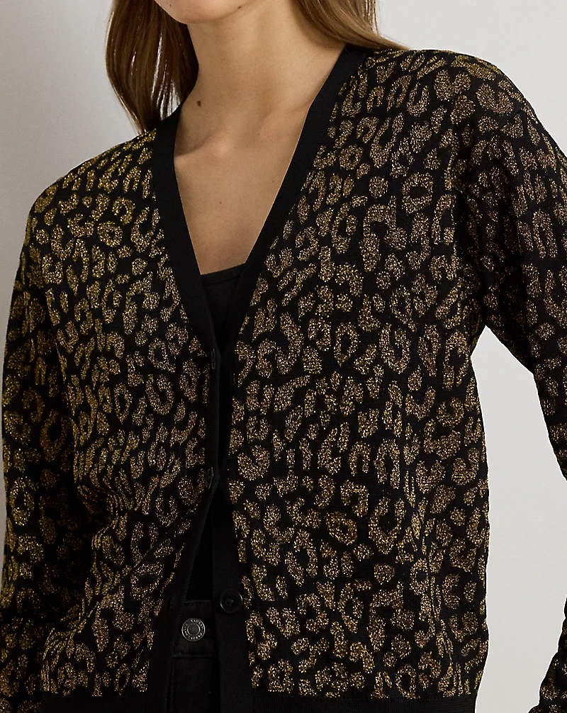 Metallic Ocelot Double-Knit Cardigan