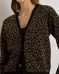Metallic Ocelot Double-Knit Cardigan