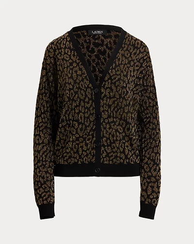 Metallic Ocelot Double-Knit Cardigan