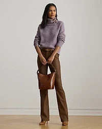 Buckle-Trim Mélange Turtleneck Sweater