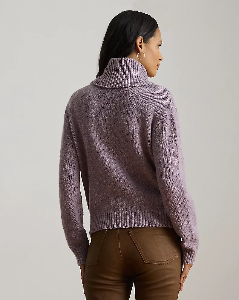 Buckle-Trim Mélange Turtleneck Sweater