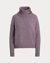 Buckle-Trim Mélange Turtleneck Sweater