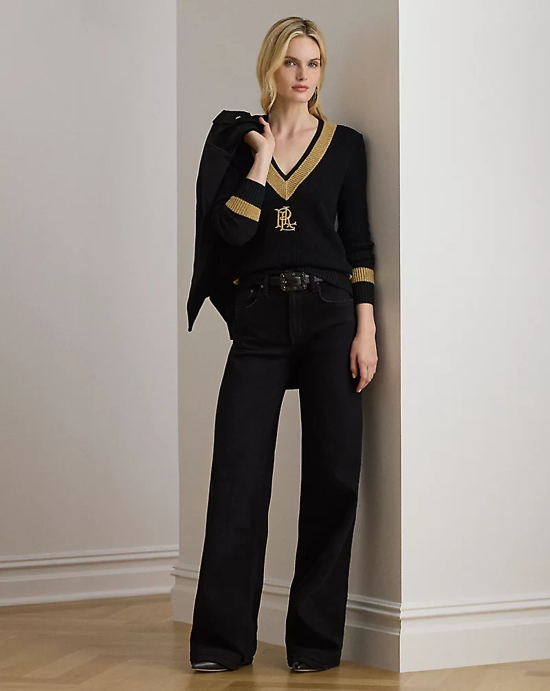 Metallic-Trim Cricket Sweater