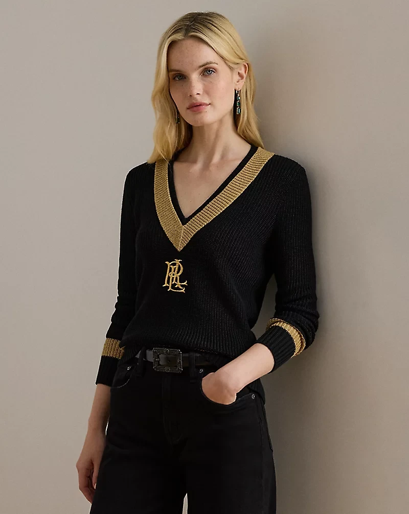 Metallic-Trim Cricket Sweater