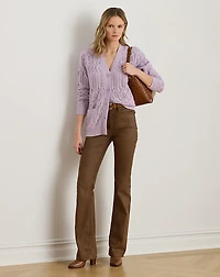 Pointelle Wool-Blend V-Neck Cardigan